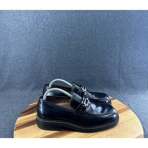 G.H. Bass Black Leather Chunky Heel Loafer Made In Italy 9M